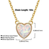 14K Gold Plated 925 Sterling Silver Heart White Opal Necklace for Women