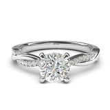 14k White Gold 4-Crossed Vines 1.0 CT Diamond Engagement Ring Promise Ring For Ladies
