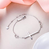 925 Sterling Silver Religious Cross Classic Heart Infinity Adjustable Bracelet Chain