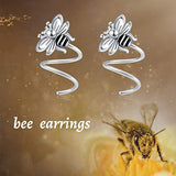Sterling Silver Bee Ear Crawler Climber Wrap Earrings for Women