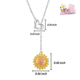 925 Sterling Silver Sunflower with CZ Warmth Positivity Jewelry Y Pendant Necklace