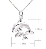 Sterling Silver I Will Always Love You Mother and Child Dolphin Cubic Zirconia Pendant Necklace
