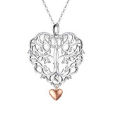  Silver Tree of Life With Heart Pendant Necklace
