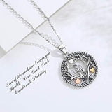 Double Cats Necklace Sterling Silver on Tree of Life Pendant Necklaces with 18'' Chain for Women Mom Wife Girlfriend