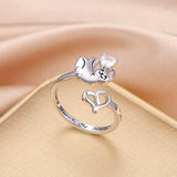 925 Sterling Silver Cute Animal Sloth Heart Ring  Gift for Women Teen Girls