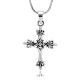 Fleur De Lis Cross Symbol Crown Pendant Necklace