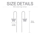 S925 Sterling Silver Threader Earrings for Women - Hypoallergenic Butterfly Long Chain Dangle Birthday Jewelry Gifts