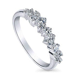 Rhodium Plated Sterling Silver Cubic Zirconia CZ Cluster Fashion Right Hand Ring