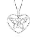 Celtic Butterfly Heart Pendant Necklace