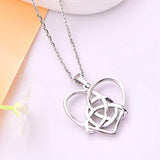925 Sterling Silver Triquetra Necklace Celtic Knot Love Heart Pendant Necklace