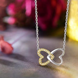 18K Gold Plated 925 Sterling Silver Necklace Pendant 5A Cubic Zirconia Double Love Heart Pendant with Necklaces Link Chain Length 16'+2' Jewelry for Women and Teen Girls