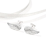 Angel Wings stud Earrings Sterling Silver CZ Hollow Out Filigree Angel Wings stud Earrings for Women Girls