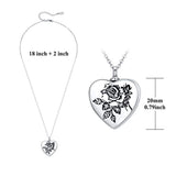 925 Sterling Silver Heart Rose Flower Urn Necklace Pendant Jewelry for Women