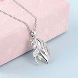 Unicorn Necklace Jewelry 925 Sterling Silver Cute Unicorn Loves Pandent Necklace Women Girls Kids
