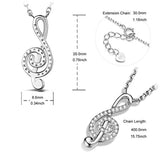 Jewelry 925 Sterling Silver Cubic Zirconia Music Note Pendant Necklace for Women Girls