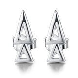 925 Sterling Silver Overlapping Triangles Stud Earrings Geometry Hypoallergenic Earrings Jewelry