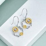 Sunflower Earrings for Women Sterling Silver Sunflower Dangle Drop Earring for Girls