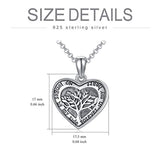 Sterling Silver Tree of Life Pendant Necklace, Cubic Zirconia Family Spiritual Tree Urn necklace Gifts for Mother Daughter
