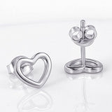 Lover Gift 925 Sterling Silver Heart Stud Earrings for Women Girl