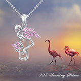 Flamingo Necklace for Women 925 Sterling Silver Animal Love Pendant with Cubic Zirconia,Mother and Daughter Flamingo Bird Jewelry for Women Wife Girlfriend
