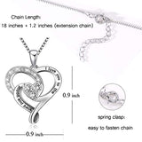 925 Sterling Silver Engraved Love Heart Pendant Necklace Jewelry for Women