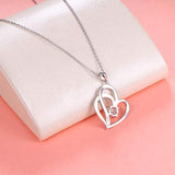 925 Sterling Silver I love you forever Cubic Zirconia Heart Pendant Necklace for Women Birthday Gifts