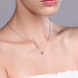 14K  Gold Round Pink Created Moissanite Pendant  Necklace