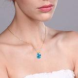 14K  Gold Swiss Blue Topaz Pendant Necklace For Women