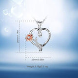 Heart Rose Necklaces 925 Sterling Silver Flower Pendant Necklace with Cubic Zirconia, Jewelry Christmas Gifts for Girlfriend Wife