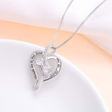 925 Sterling Silver CZ Love Heart Pendant Necklace Gift for Women Girls Mum