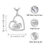 Elephant Necklace - 925 Sterling Silver Elephant Heart Pendant Jewelry for Women Mothers Daughters