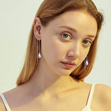 S925 Sterling Silver Threader Earrings For Women Teardrop Dangle Drop Threader Earrings With Crystal