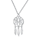 Sterling Silver Dream Catcher White Gold-Plated  Pendant Necklace for Women,18 inches