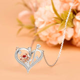 Rose Necklace for Women Family Heart Rose Necklaces Mother and Child Heart Jewelry with Gift Box