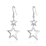 Silver Star Drop Dangle Earrings