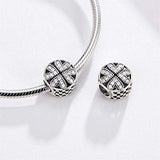 925 Sterling Silver Shining Heart Charm for Women Snake Bracelet Charm