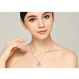 925 Sterling Silver mother and daughter forever love Cubic Zirconia Love Heart Necklace for Women