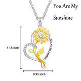 Sterling Silver Sunflower Pendant Necklace Love Heart Warmth Positivity Jewelry Gift for Women