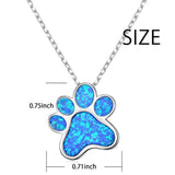 925 Sterling Silver Cute Paw Print Opal Pendant Necklace  for Women