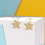 Star Earrings 14K Yellow/White Gold Plated S925 Sterling Silver Cubic Zirconia CZ Dainty Star Jewelry for Women Teen Girls Mom Wife Sister Daughter with Jewelry Box