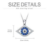 Sterling Silver Evil Eye Pendant Necklace for Women Girls, Evil Eye Amulet Necklace Sterling Silver for Women