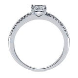 Rhodium Plated Sterling Silver Cushion Cut Cubic Zirconia CZ Solitaire Promise Engagement Ring