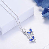 Sterling Silver Infinity Butterfly Necklace, Butterfly Pendant Made with Simulated Birthstone Crystal from Swarovski, Butterfly Jewelry Gifts for Women