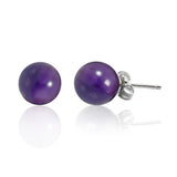 Gemstone Round Ball Stud Earrings For Women For Teen 925 Sterling Silver