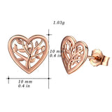 Family Tree of Life Heart Shaped Studs Earrings for Women 925 Sterling Silver Studs Earrings for Girls with Gift Box