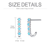 Sterling Silver Charming L-Shaped Created-Opal CZ Stud Earrings for Women
