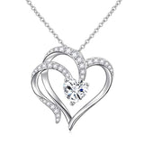 Silver Cubic Zirconia Heart Pendant Necklace 
