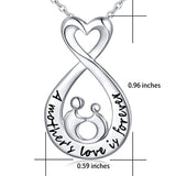 Mother Necklace Sterling Silver Mother and Child Love Infinity Heart Necklace For Mother Mom Mother's Day Gift
