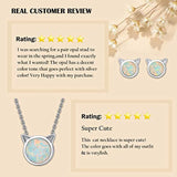 Sterling Silver Cat Necklace White Created Opal Cute Pendant Necklace Small Dot Round Disc Fine Jewelry For Women Girls 16+2 inch Extender