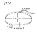 S925 Sterling Silver Sideways Cross Adjustable Link Bangle Bracelet For Women